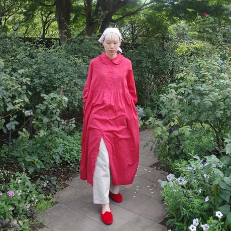 GO GO VINTAGE! TUCK FRILL DRESS - RED
