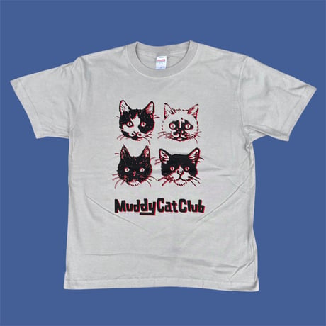 Muddy Cat Club Tシャツ 2色刷り ライトグレー