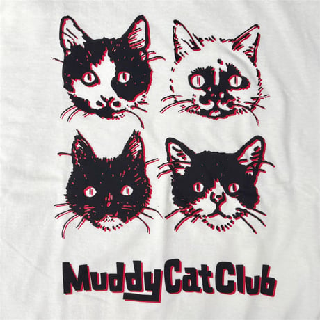 Muddy Cat Club Tシャツ 2色刷り バニラホワイト