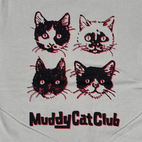 Muddy Cat Club Tシャツ 2色刷り ライトグレー
