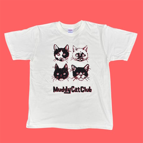 Muddy Cat Club Tシャツ 2色刷り バニラホワイト