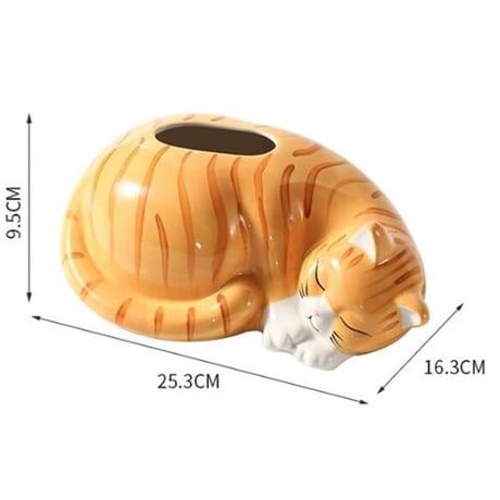 猫型陶器ティッシュケース ハチワレ/茶トラ