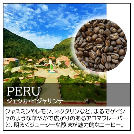 【店頭受取り用】ペルー／ジェシカ･ビジャサンテ〔豆のまま・粉にする〕