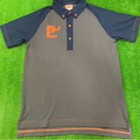 日本製ラグランポロシャツ(チャコール×ネイビー)
