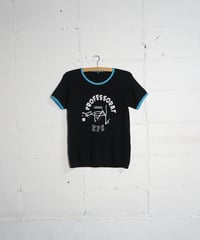 1980s French flock print ringer T shirt