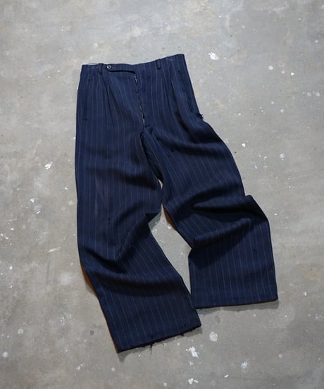 1940~50s German heavy rayon striped slacks