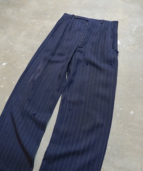 1940~50s German heavy rayon striped slacks
