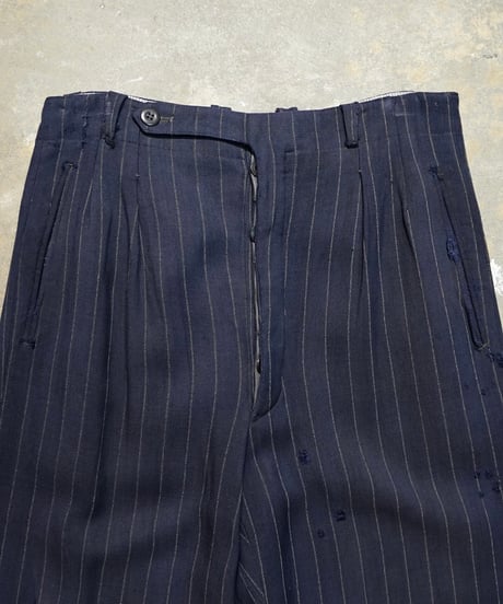 1940~50s German heavy rayon striped slacks