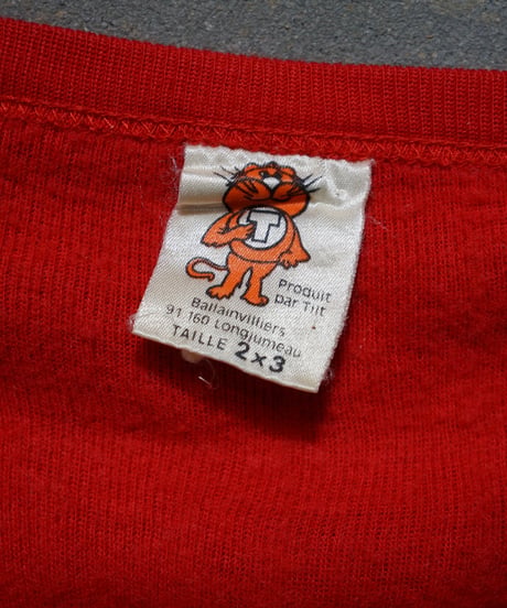 1980s French flock print L/S T shirt