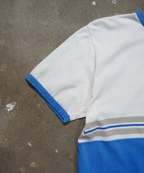 1980~90s French flock print ringer T shirt