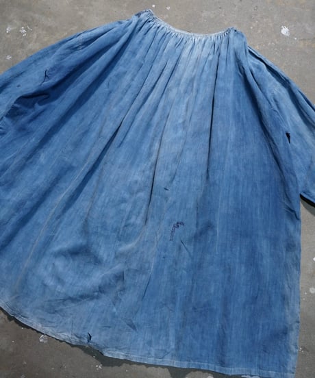 ~1920s French indigo linen maquignon smock