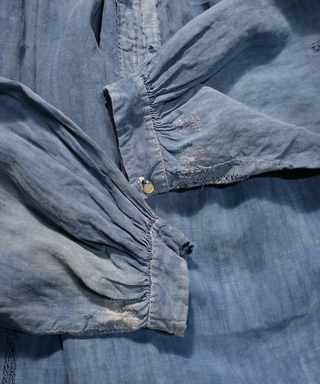 ~1920s French indigo linen maquignon smock