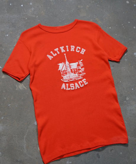 1970~80s French flock print T shirt