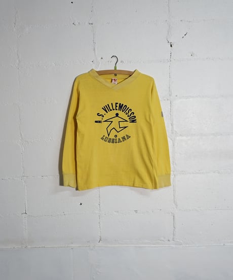 1980s French flock print L/S T shirt