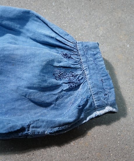 ~1920s French indigo linen maquignon smock