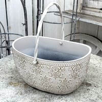 アイリスパターンバスケット  アイボリー