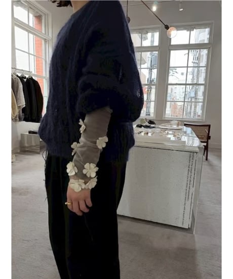 MARGE "Tulle flower motif gloves" off white