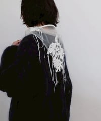MARGE "Tulle frayed embroidery scarf" ivory