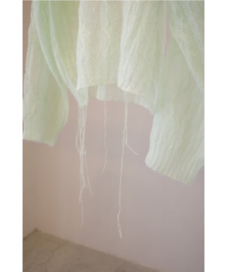 MARGE "Mohair frayed sheer knit"  light green