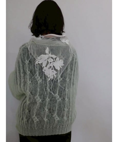 MARGE "Mohair frayed sheer knit"  light green