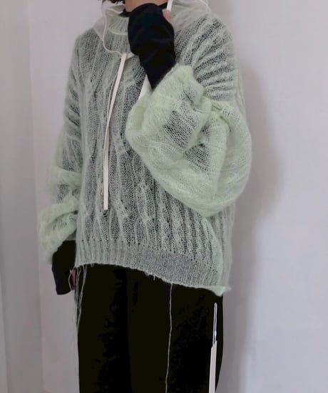 MARGE "Mohair frayed sheer knit"  light green