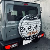 ジムニー用 スペアタイヤカバー オルテガ柄 モノクロ
