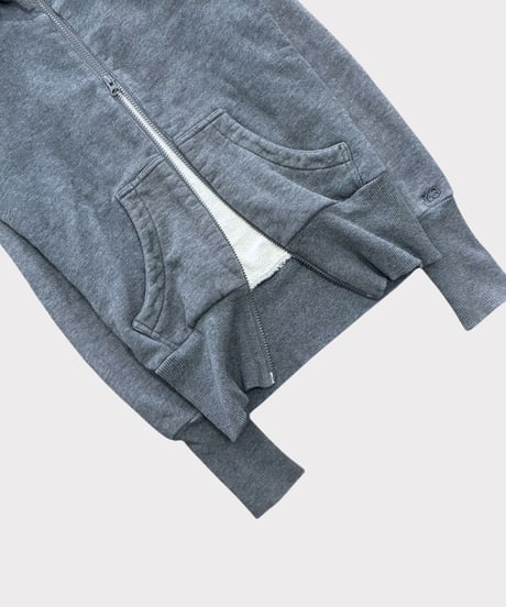 Y-3 mock-neck grey cotton hoodie