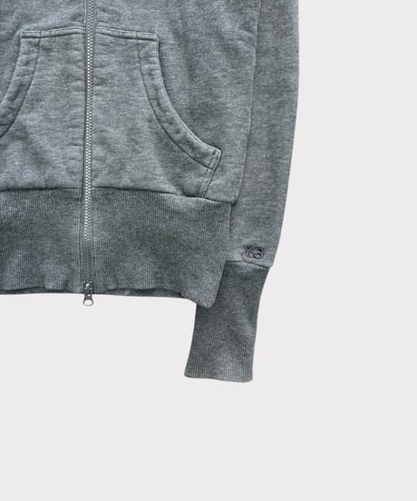 Y-3 mock-neck grey cotton hoodie