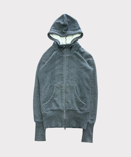 Y-3 mock-neck grey cotton hoodie