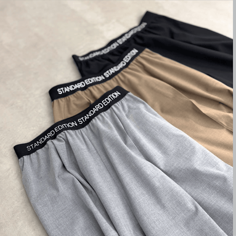 【NUS】クリアツイルウエストロゴワイドスラックス