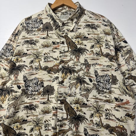 1990s BANANA REPUBLIC Safari & Travel Safari Print S/S Shirt size L