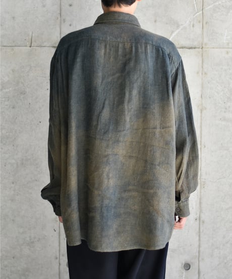 【LAST1】Gorsch the merry coachman Ryukyu Indigo Dyed Brushed Ramie Linen Wool Collar Wide Shirt