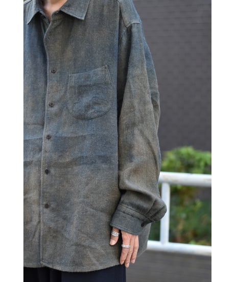【LAST1】Gorsch the merry coachman Ryukyu Indigo Dyed Brushed Ramie Linen Wool Collar Wide Shirt
