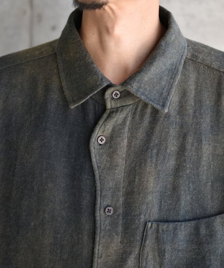 【LAST1】Gorsch the merry coachman Ryukyu Indigo Dyed Brushed Ramie Linen Wool Collar Wide Shirt