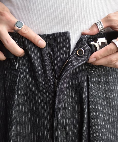 saby TUCK BAGGY TYPE 3 - Stripe Jacquard  Denim One Wash -