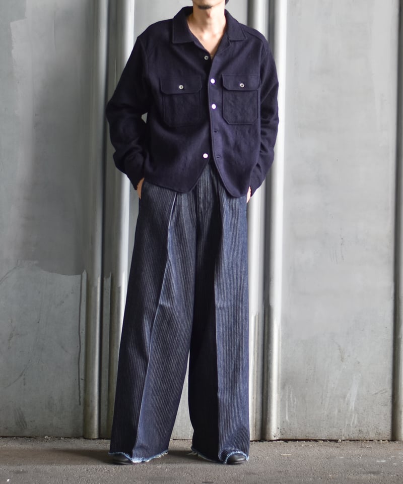 saby TUCK BAGGY TYPE 3 - Stripe Jacquard Denim
