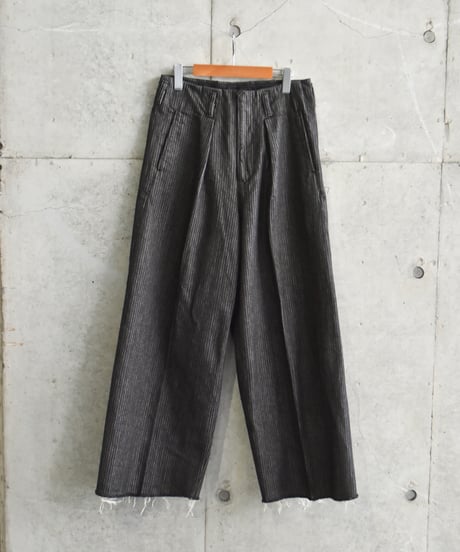 saby TUCK BAGGY TYPE 3 - Stripe Jacquard  Denim One Wash -
