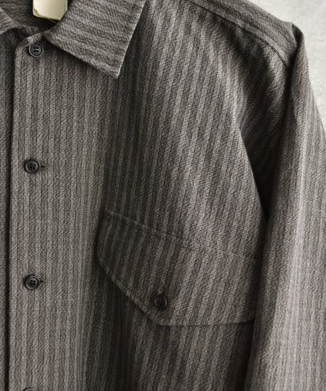 【LAST1】O project  PLAIN LOOSE SHIRT/MULTI STRIPE CLOTH