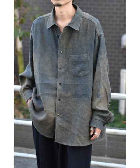 【LAST1】Gorsch the merry coachman Ryukyu Indigo Dyed Brushed Ramie Linen Wool Collar Wide Shirt