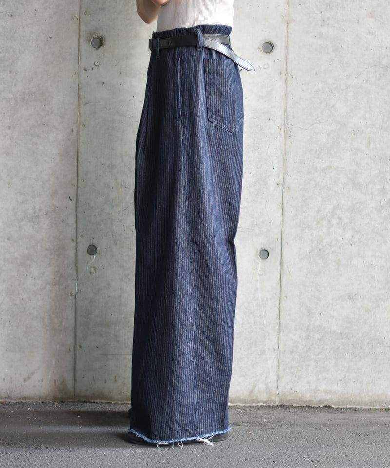 saby TUCK BAGGY TYPE 3 - Stripe Jacquard Denim