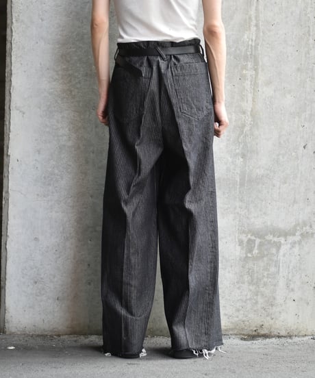 saby TUCK BAGGY TYPE 3 - Stripe Jacquard  Denim One Wash -