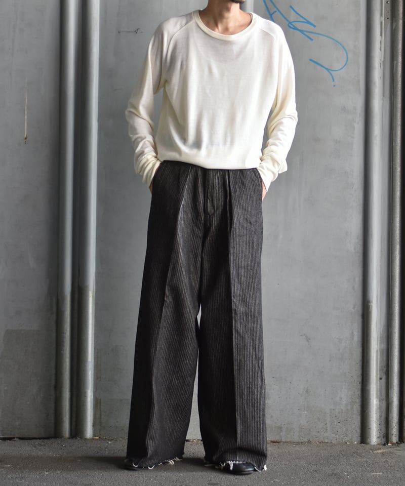 saby TUCK BAGGY TYPE 3 - Stripe Jacquard Denim