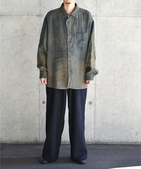 【LAST1】Gorsch the merry coachman Ryukyu Indigo Dyed Brushed Ramie Linen Wool Collar Wide Shirt