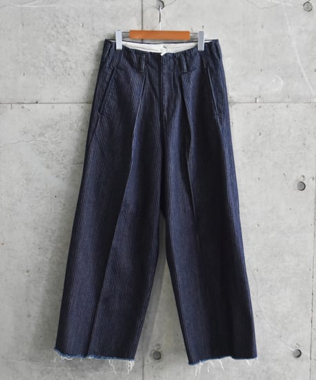 saby TUCK BAGGY TYPE 3 - Stripe Jacquard  Denim One Wash -