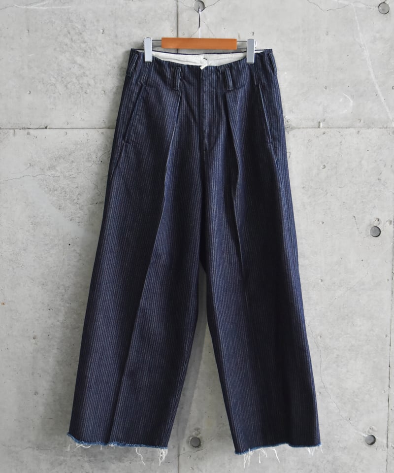 saby TUCK BAGGY TYPE 3 - Stripe Jacquard Denim