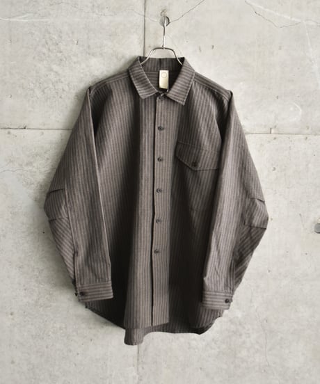 【LAST1】O project  PLAIN LOOSE SHIRT/MULTI STRIPE CLOTH