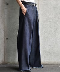 saby TUCK BAGGY TYPE 3 - Stripe Jacquard  Denim One Wash -
