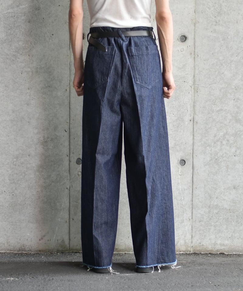 saby TUCK BAGGY TYPE 3 - Stripe Jacquard Denim