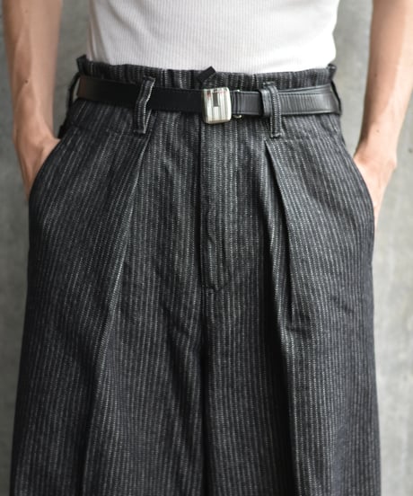 saby TUCK BAGGY TYPE 3 - Stripe Jacquard  Denim One Wash -