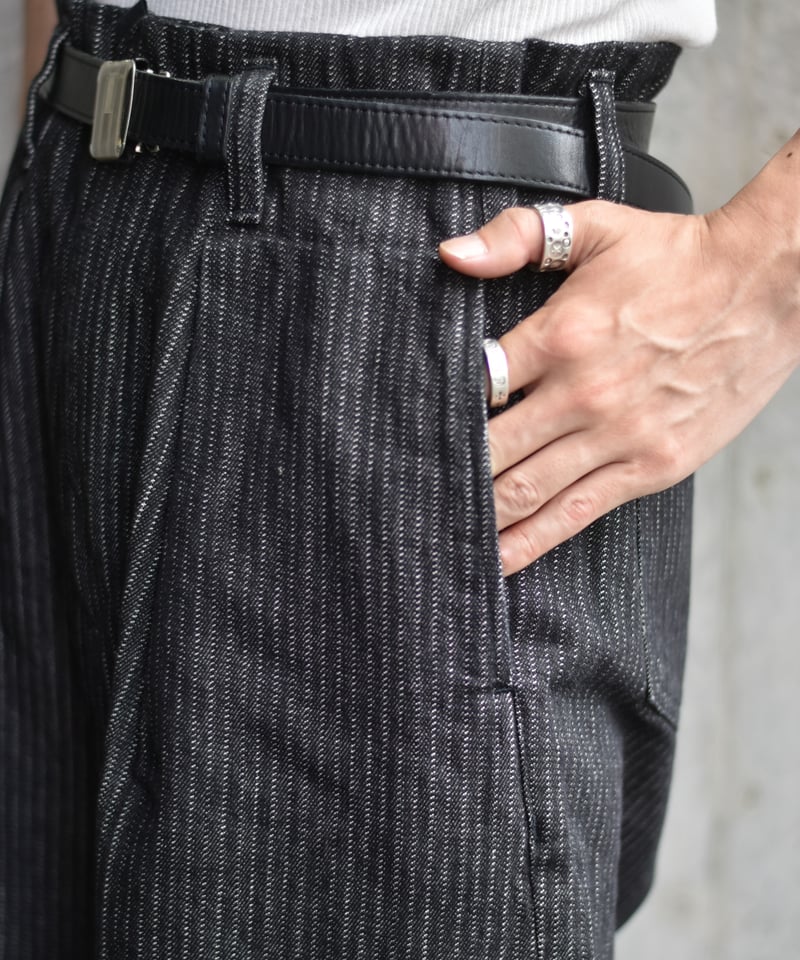 saby TUCK BAGGY TYPE 3 - Stripe Jacquard Denim